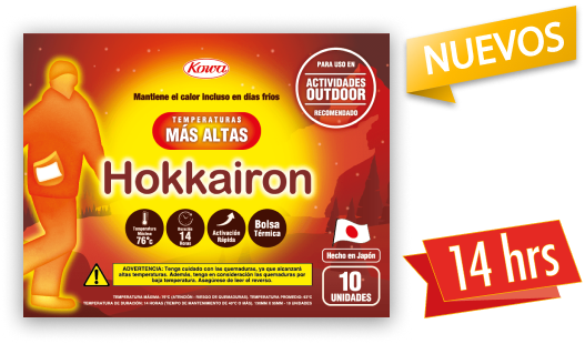 Packaging de Hokkairon High Temperature para actividades outdoor con 14 horas de calor